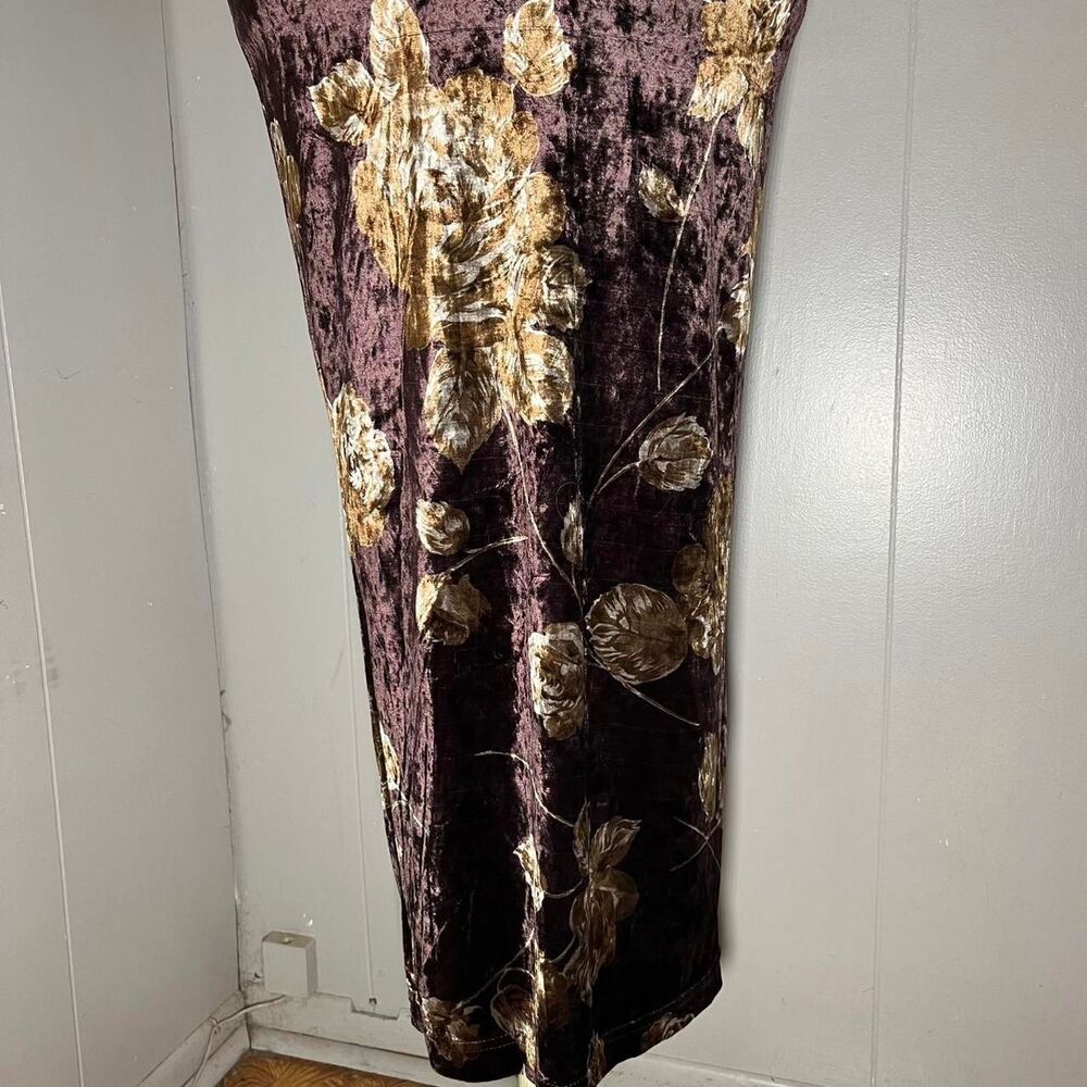 Vtg Rampage Floral Brown Maxi Dress Fairy Boho Whimsygoth Gold Size M Bodycon - Picture 6 of 8